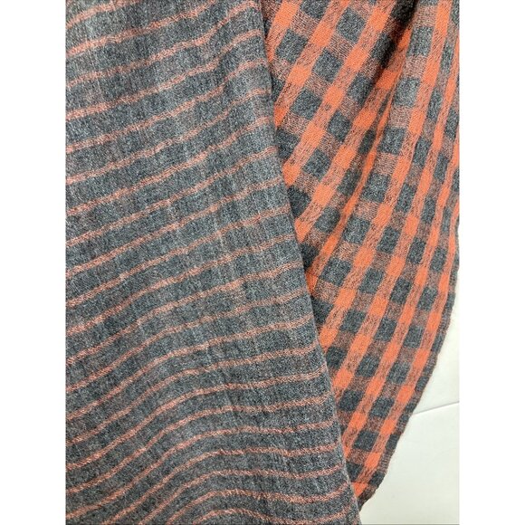 Issey Miyake Haat Check Dots Wool Scarf Made In Japan Red Gray - Picture 3 of 7